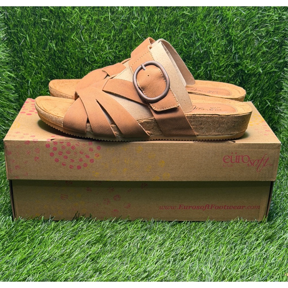 Eurosoft by Sofft Gwenda Tan Strappy Buckle Slide Sandals ES0036516 Womens 10M